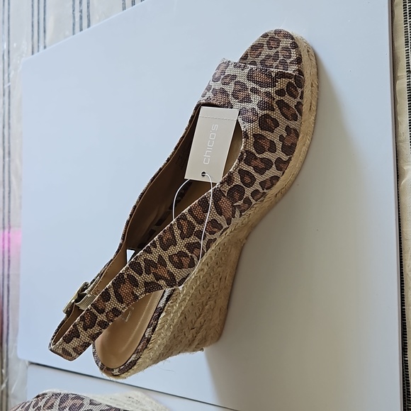 CHICO'S WOMENS CHEETAH WEDGES/ ESPADRILLES SIZE 8.5 NEW WITHOUT BOX - Picture 3 of 15